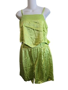 Terez Satin Lime Green Two-Piece L Shorts/ M Top